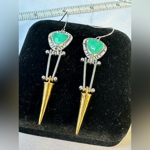 Pretty southwest vibe earrings gold and silvertone - Picture 3 of 6